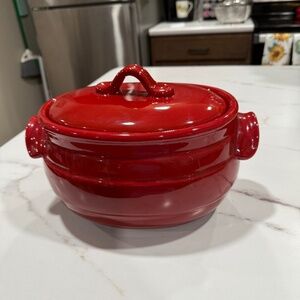 Celebrating Home Stoneware Casserole Bean Pot - 16 Cup/Red